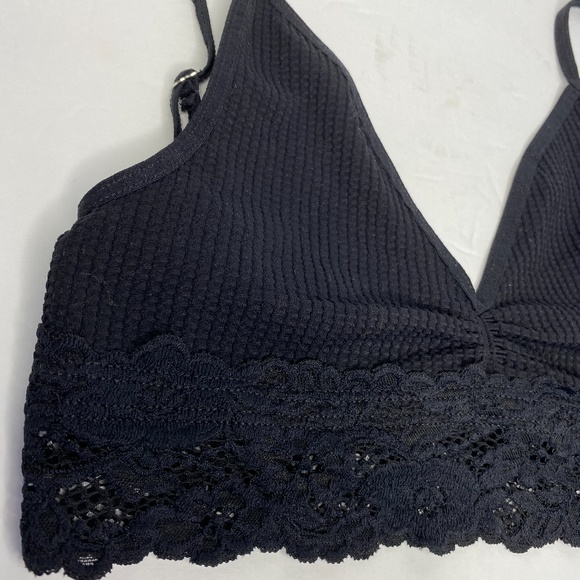 Intimately Free People Black Stevie Lace Trim Bralette - XS - NEW - Picture 4 of 7